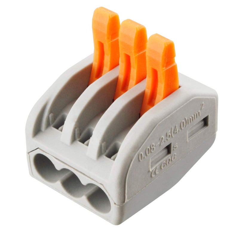 XHF2018 50 Pcs 222-413 Conductor Combination Compact Wire Connectors 3 Port Fast Connection Terminal 28-12 AWG Suitable for Multiple Types of Wires - Image 2